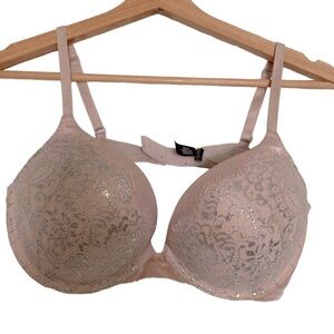 VICTORIA’S SECRET LACE PINK FUZZY PUSH UP PADDED BRA